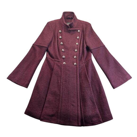 Guess Double Breasted Full Length Wool Blend Peacoat Purple Medium New With Tags - Picture 1 of 15